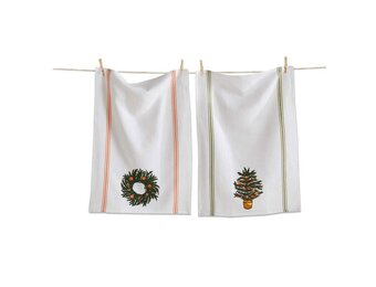 Citrus Grove Tree + Wreath Dishtowel S/2