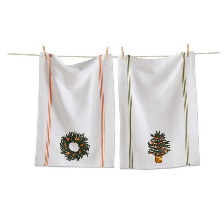 Citrus Grove Tree + Wreath Dishtowel S/2
