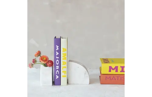 Marble Bookends w/ Compartments