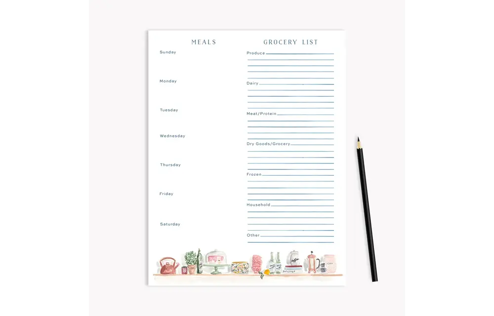 Kitchen Shelves Menu Planning Notepad