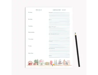 Kitchen Shelves Menu Planning Notepad