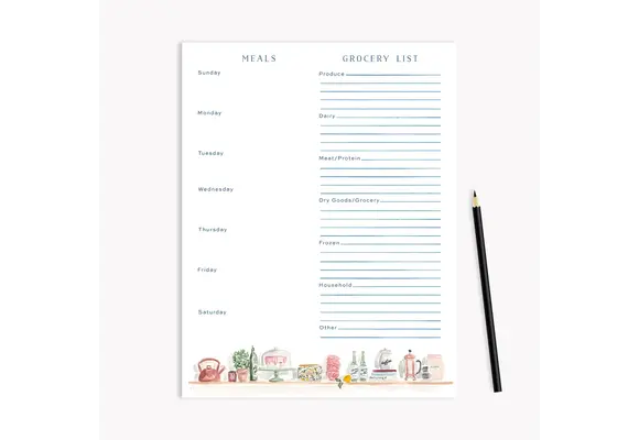 Kitchen Shelves Menu Planning Notepad