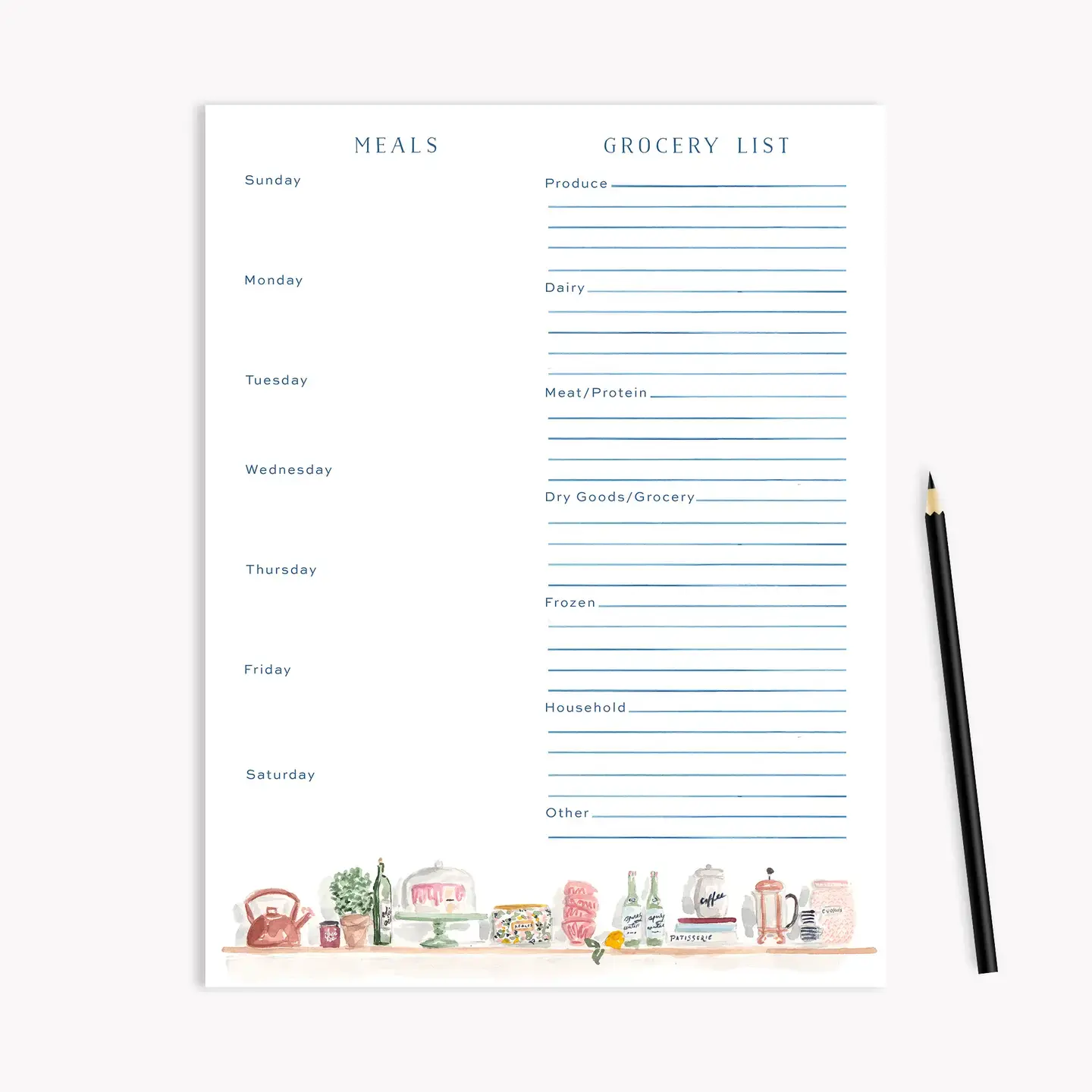 Kitchen Shelves Menu Planning Notepad