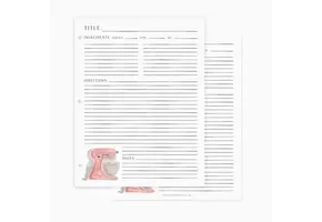 Recipe Binder Filler Pages