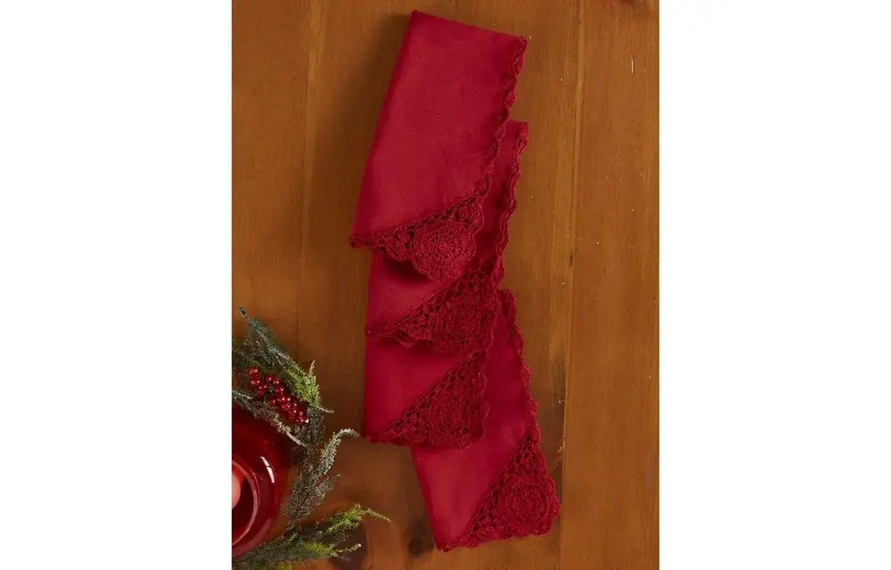 Napkin Cora's Crochet Red