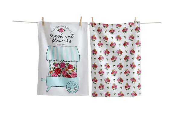 Flower Cart Dishtowel Set of 2