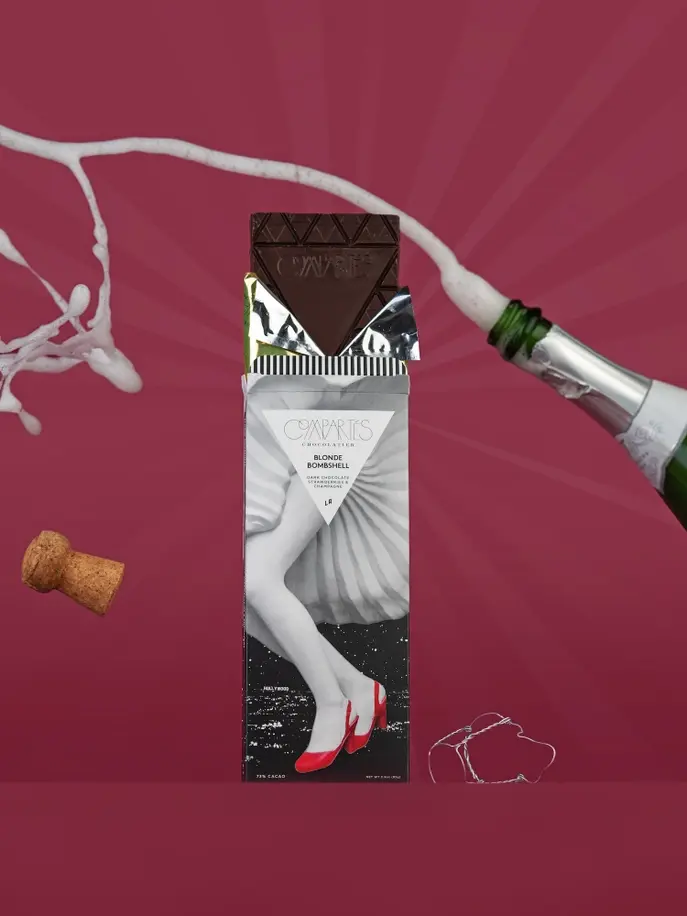 The "Blonde Bombshell" Bar (Dark Chocolate, Strawberries + Champagne)