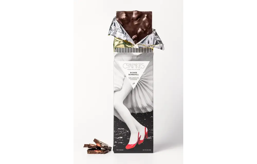 The "Blonde Bombshell" Bar (Dark Chocolate, Strawberries + Champagne)