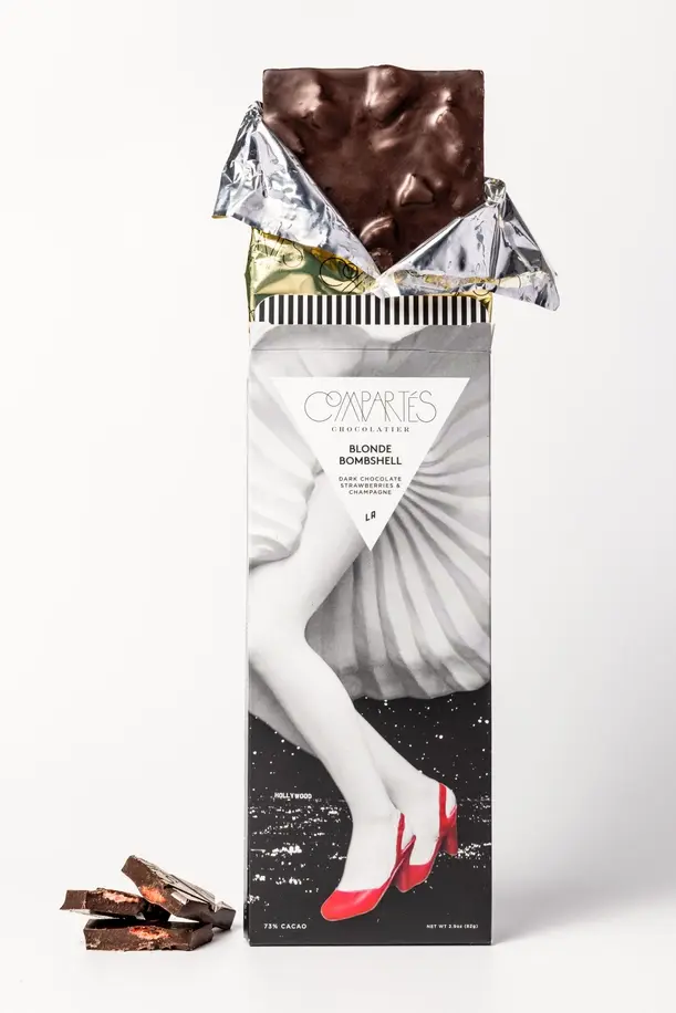 The "Blonde Bombshell" Bar (Dark Chocolate, Strawberries + Champagne)