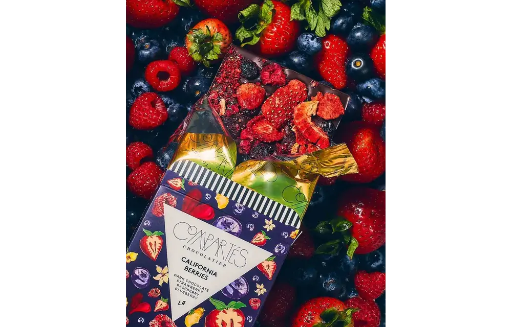 The "California Berries" Bar (Dark Chocolate, Raspberries, Blueberries, + Strawberries)