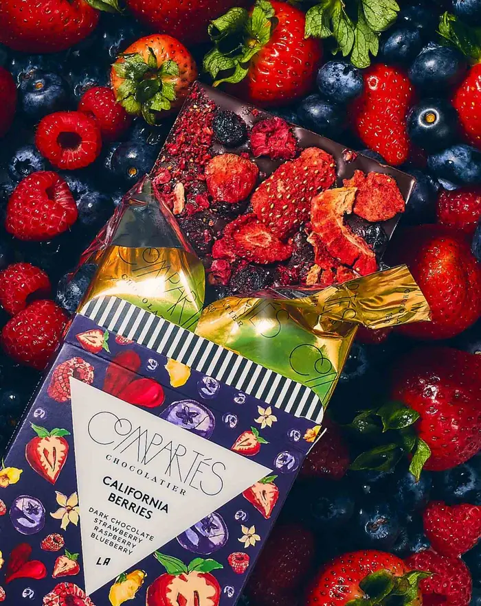 The "California Berries" Bar (Dark Chocolate, Raspberries, Blueberries, + Strawberries)