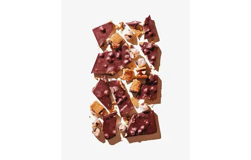 The "Campfire S'mores" Bar (Dark Chocolate, Marshmallow + Graham Crackers)