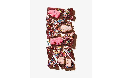The "Pink Elephants" Bar (Dark Chocolate + Iconic Pink Sprinkle Animal Cookies)