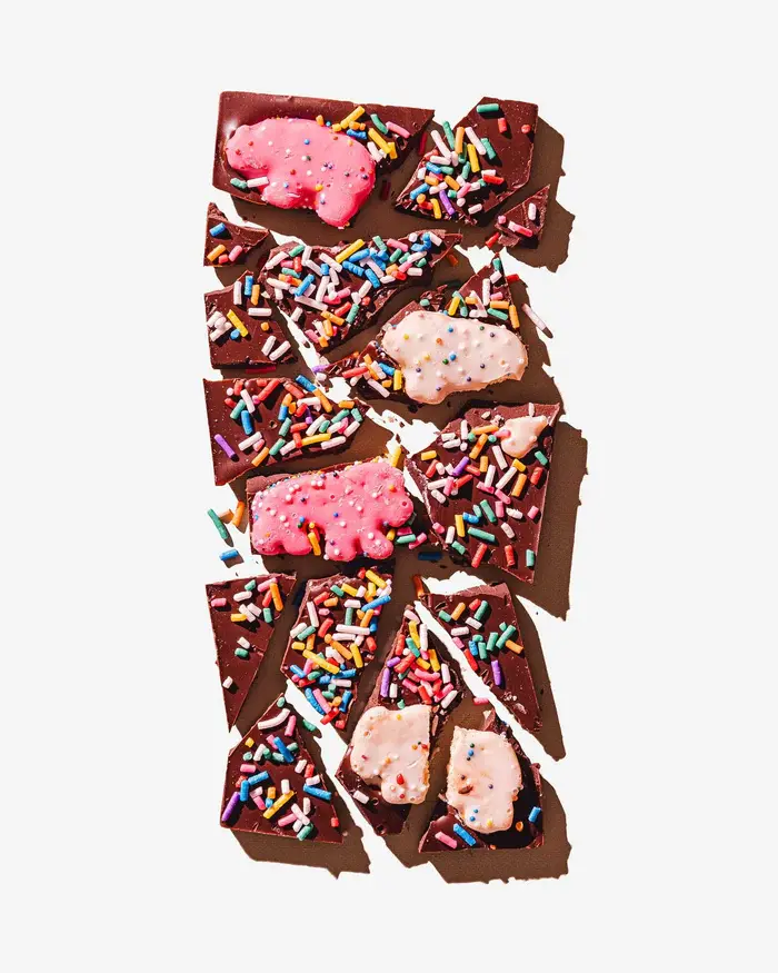 The "Pink Elephants" Bar (Dark Chocolate + Iconic Pink Sprinkle Animal Cookies)