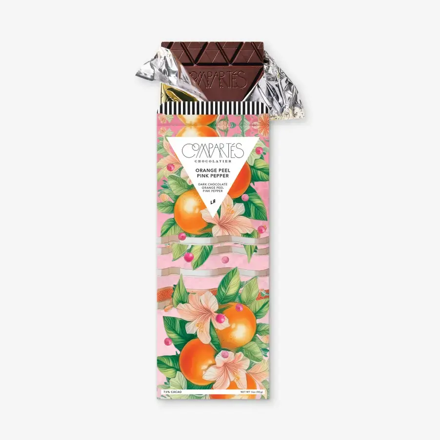 The "Orange Peel Pink Pepper" Bar (Dark Chocolate, Orange Peel, Pink Pepper)