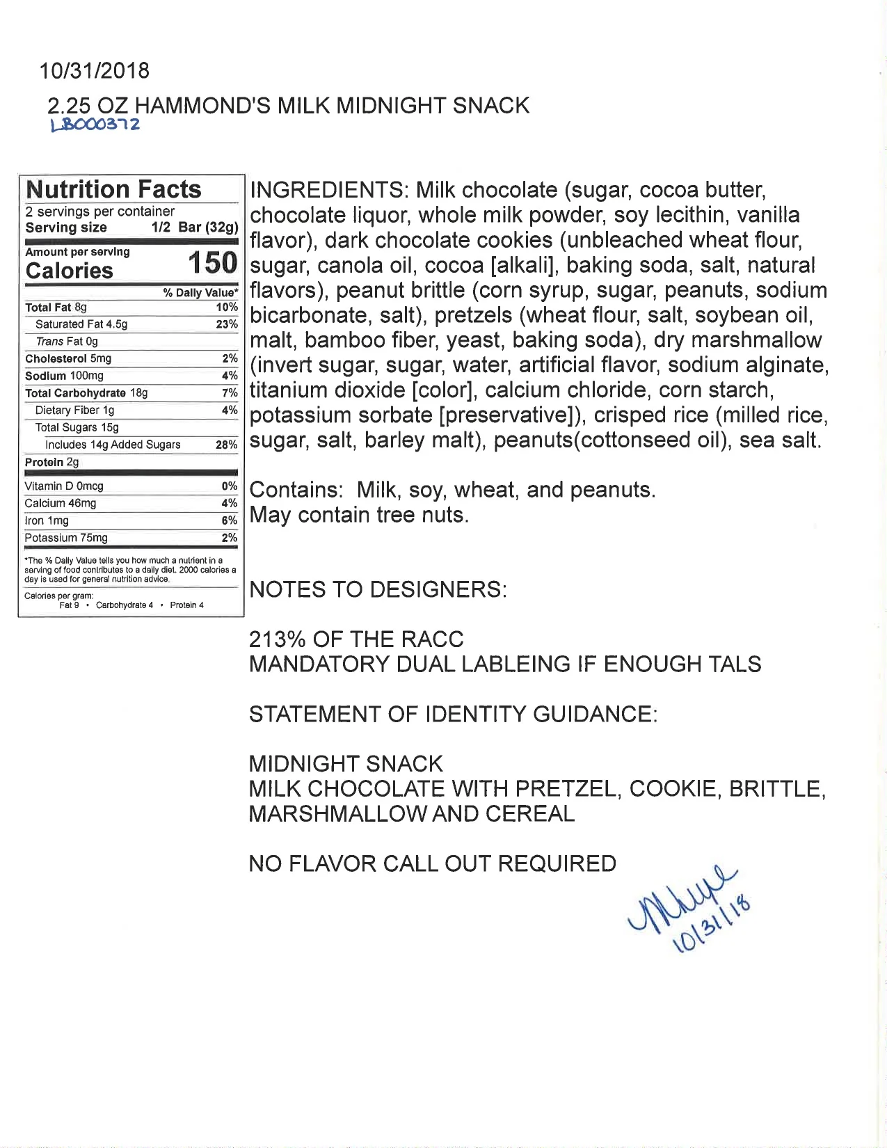 Midnight Snack Milk Chocolate Candy Bar