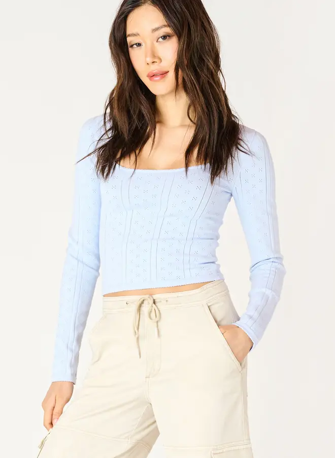 SCOOP POINTELLE SWEATER