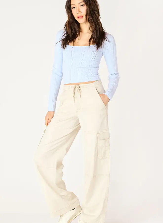 SCOOP POINTELLE SWEATER