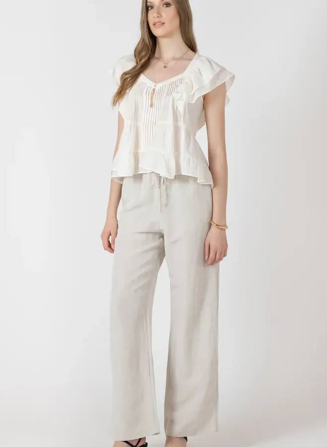 ELASTIC WAIST LINEN PANT