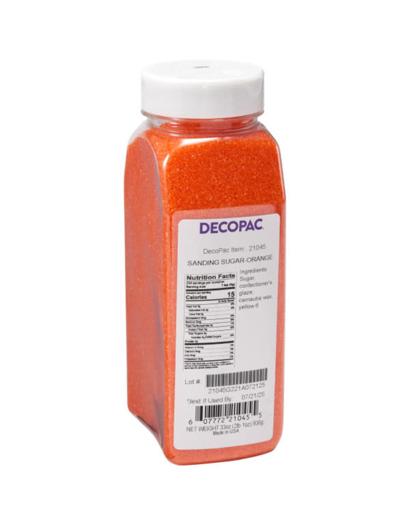 DECOPAC ORANGE SANDING SUGAR JAR 26 OZ