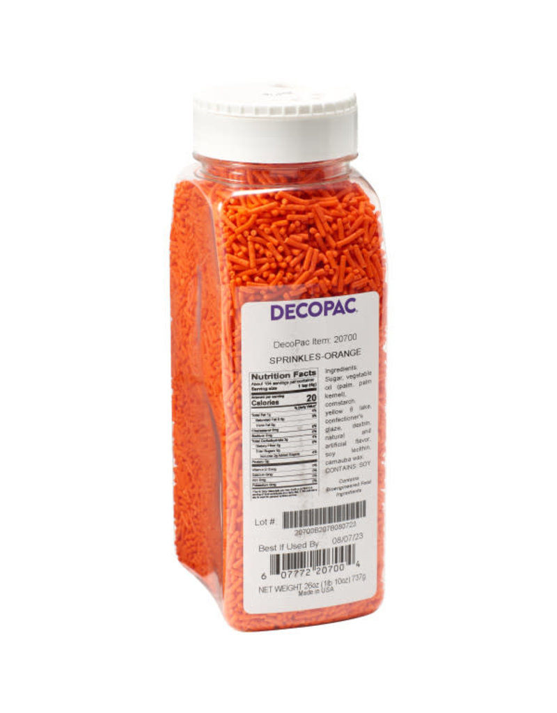 DECOPAC ORANGE SPRINKLE JAR 26 OZ