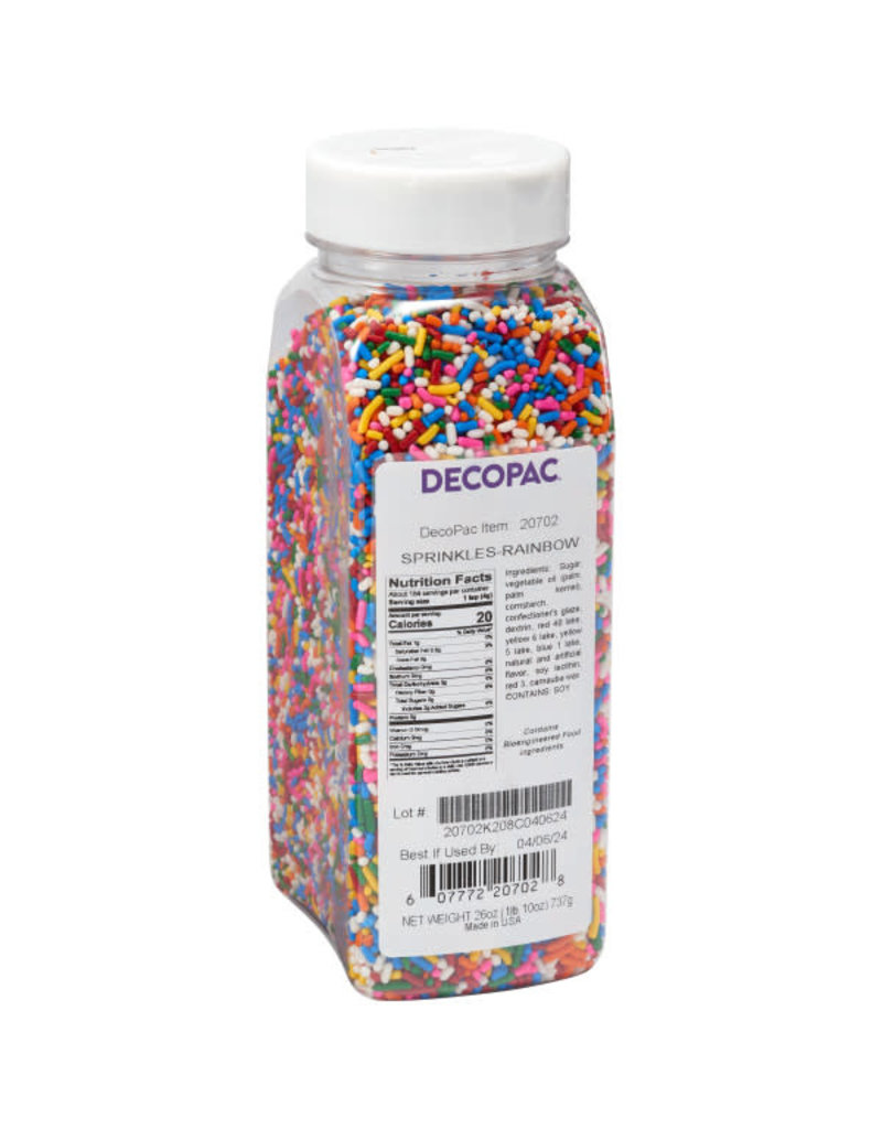 DECOPAC RAINBOW SPRINKLE JAR 26 OZ