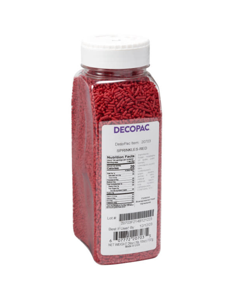 DECOPAC RED SPRINKLES JAR 26 OZ