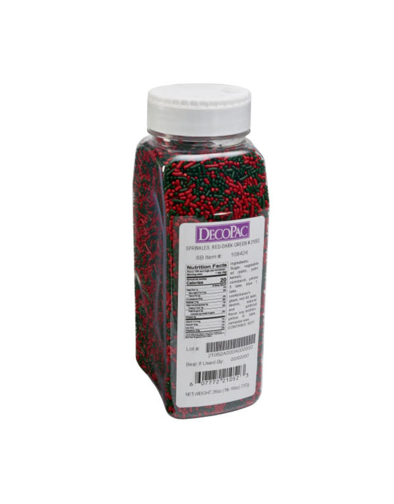 DECOPAC RED & GREEN SPRINKLE JAR 26 OZ