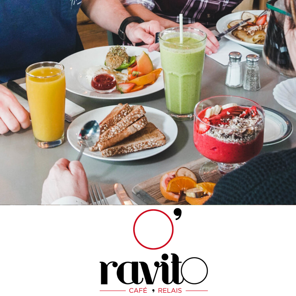 Free coffee or homemade limonade when buying a lunch at O'RAVITO