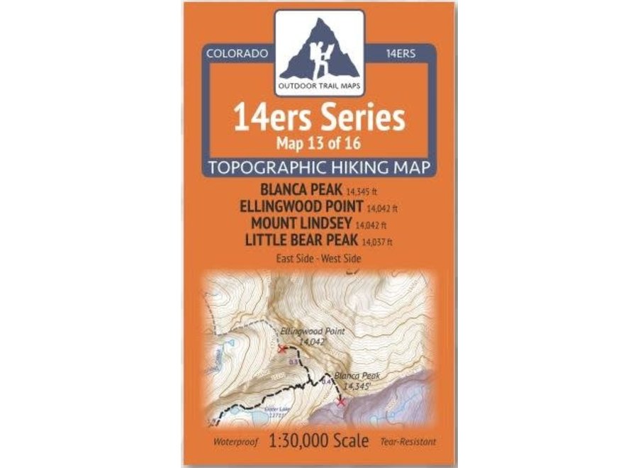 Outdoor Trail Maps 14ers Series Map 13/16 Blanca, Ellingwood, Lindsey, Little Bear