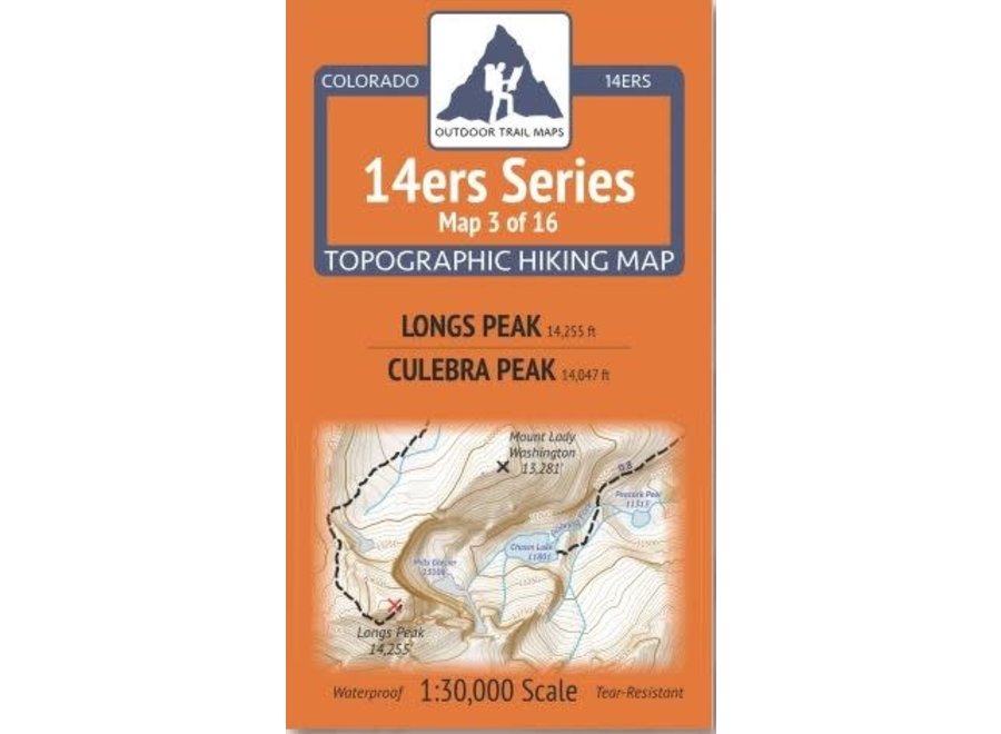 Outdoor Trail Maps 14ers Series Map 03/16 Longs Peak | Culebra Peak