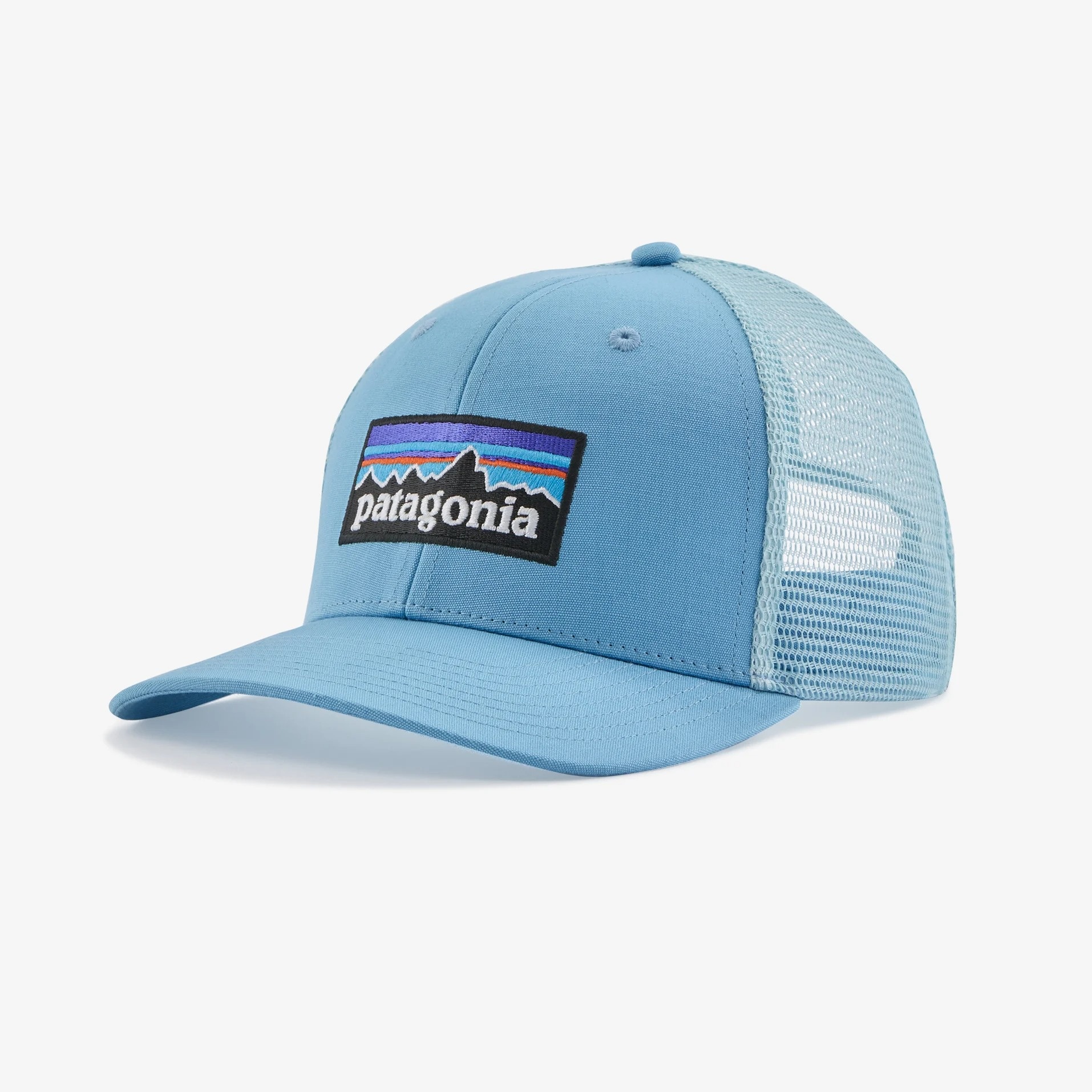 Patagonia P6 Trucker Hat Big Camo: Leaden Blue