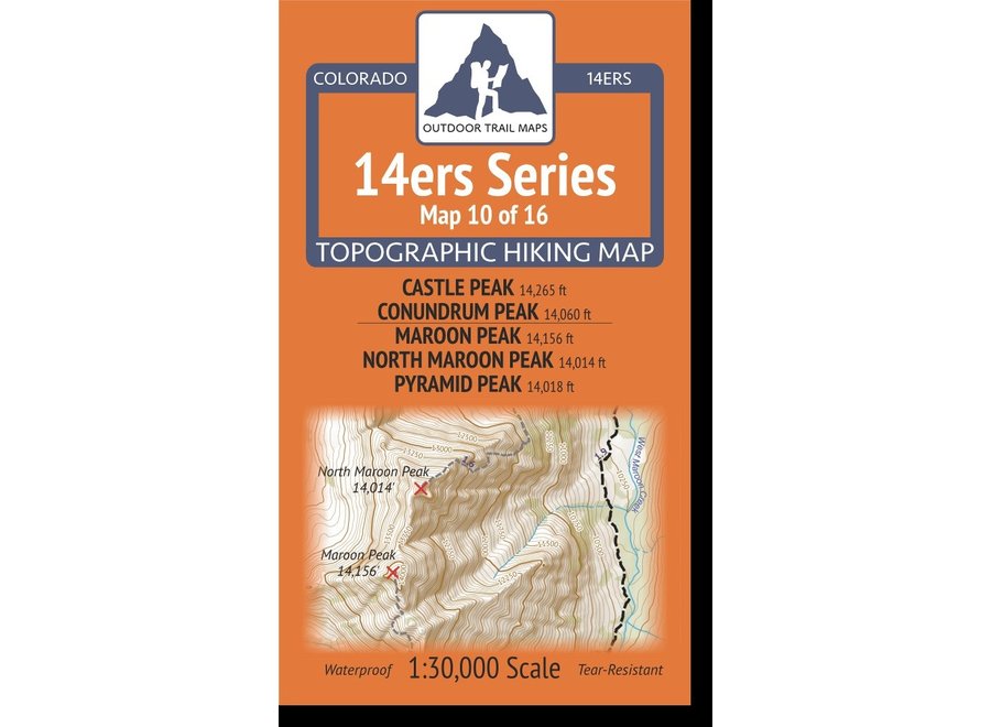 Outdoor Trail Maps 14ers Series Map 10/16 Castle, Conundrum | Maroon North Maroon Pyramid