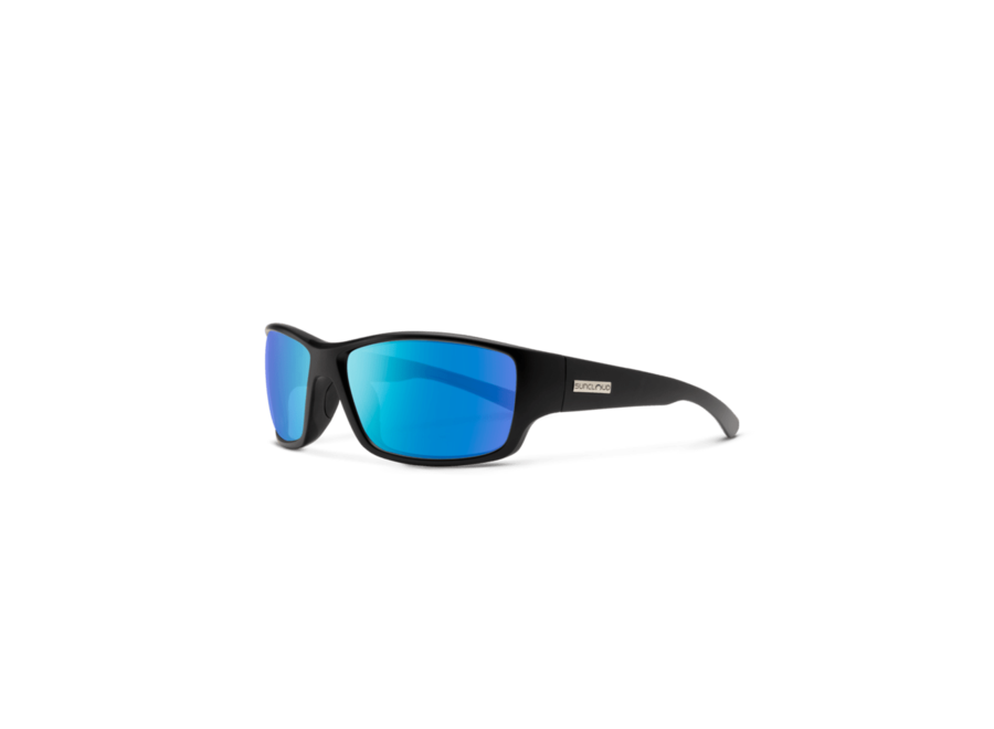 Suncloud Optics Hull Matte Black Polarized Blue Mirror Sunglasses