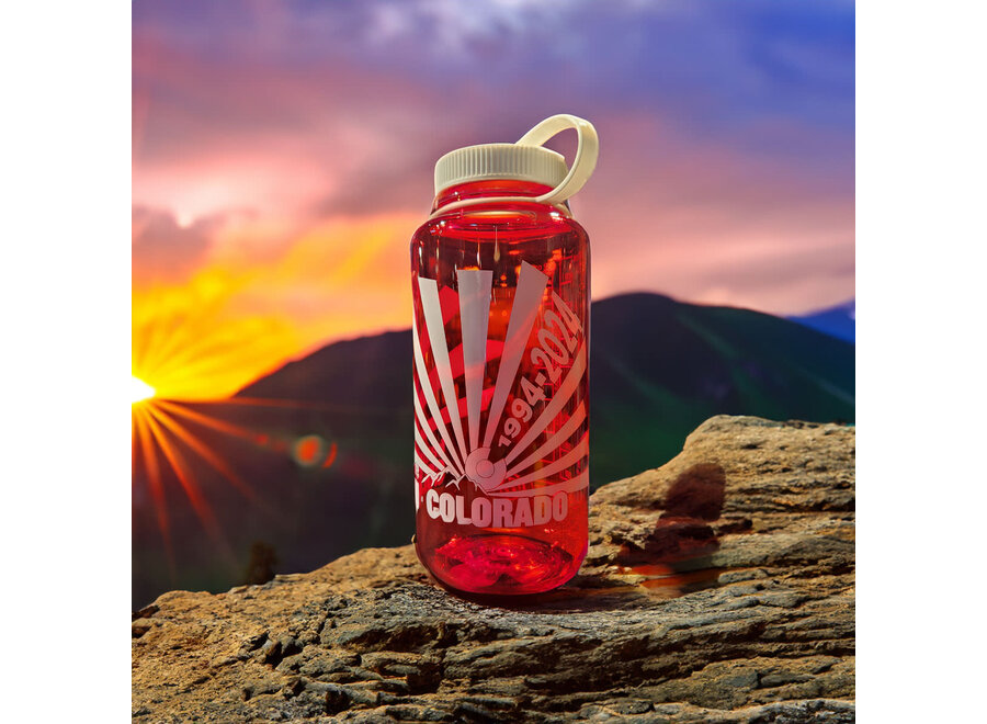 Bentgate 30th Anniversary Nalgene 32oz WM Logo Bottle Sunburst Red/White