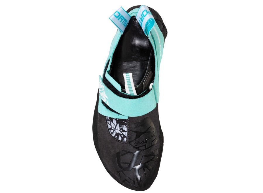 La Sportiva Women's Skwama Vegan Rock Climbing Shoe Carbon/Turquoise