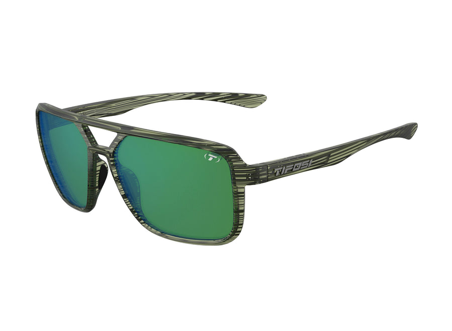Tifosi Salto Olive Stripe Fade Frame Emerald Mirror Polarized Lens