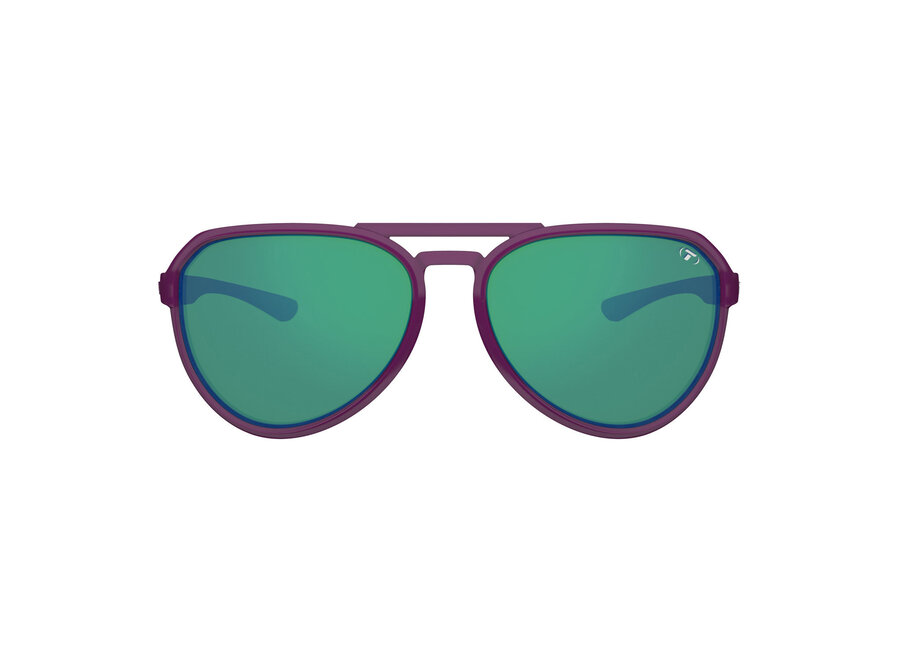 Tifosi Selca Plum Crazy Frame Smoke Tint Green Mirror Lens Sunglasses