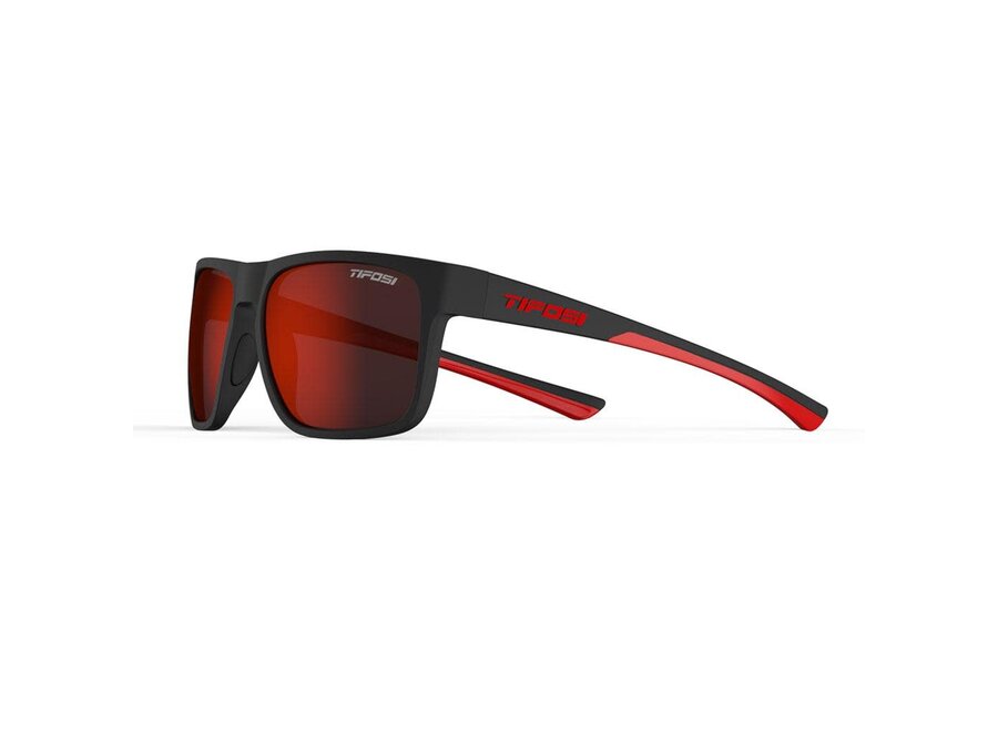 Tifosi Swick Satin Black/Crimson Frame Smoke Tint Red Mirror Lens Sunglasses