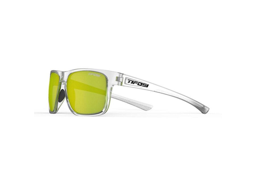 Tifosi Swick Crystal Clear Frame Smoke Tint Yellow Mirror Lens Sunglasses