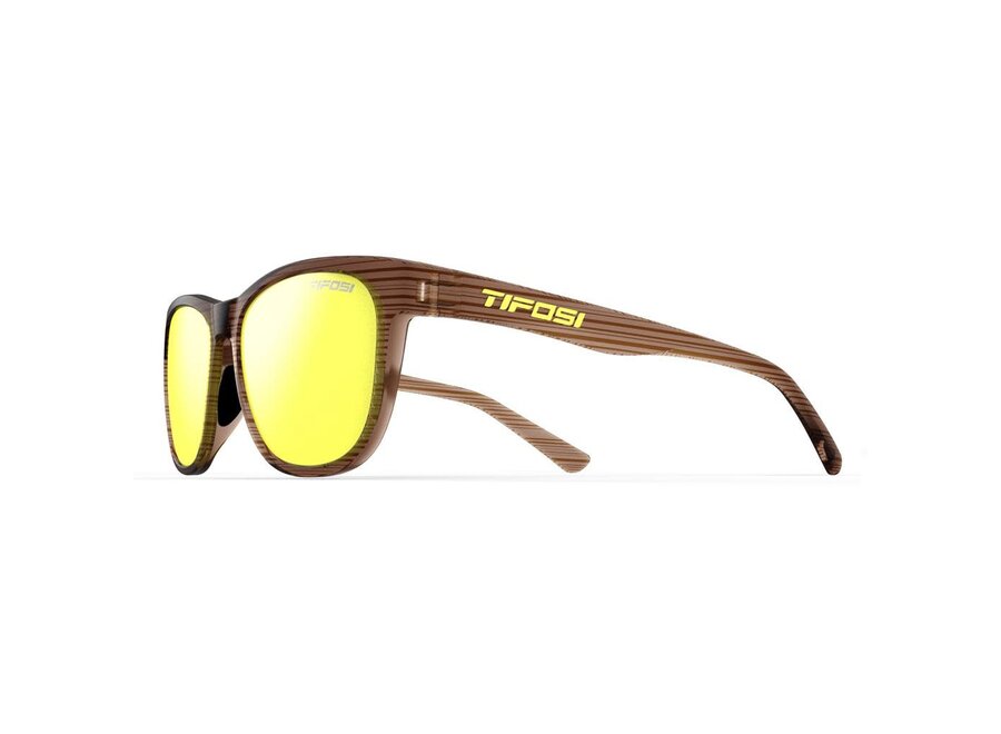 Tifosi Swank Woodgrain Frame Smoke Tint Yellow Mirror Lens Sunglasses