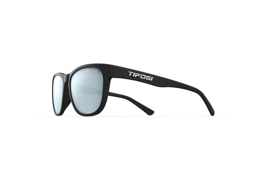 Tifosi Swank Satin Black Frame Smoke Tint Bright Blue Mirror Lens Sunglasses