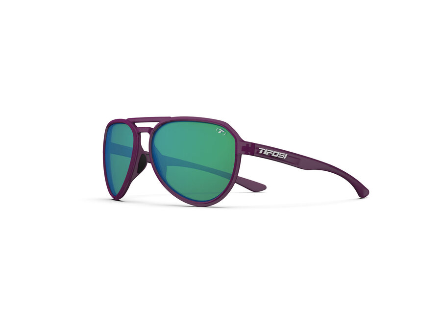 Tifosi Selca Plum Crazy Frame Smoke Tint Green Mirror Lens Sunglasses