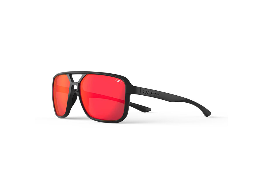 Tifosi Salto Blackout Frame Smoke Tint Red Mirror Lens Sunglasses