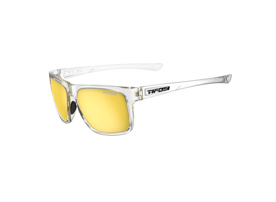 Tifosi Swick Crystal Clear Frame Smoke Tint Yellow Mirror Lens Sunglasses