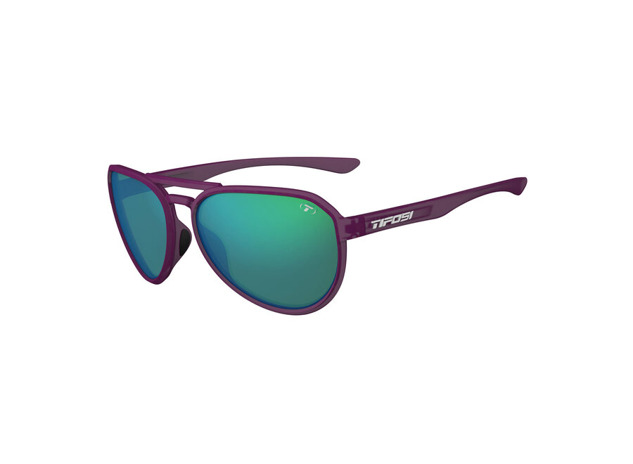 Tifosi Selca Plum Crazy Frame Smoke Tint Green Mirror Lens Sunglasses