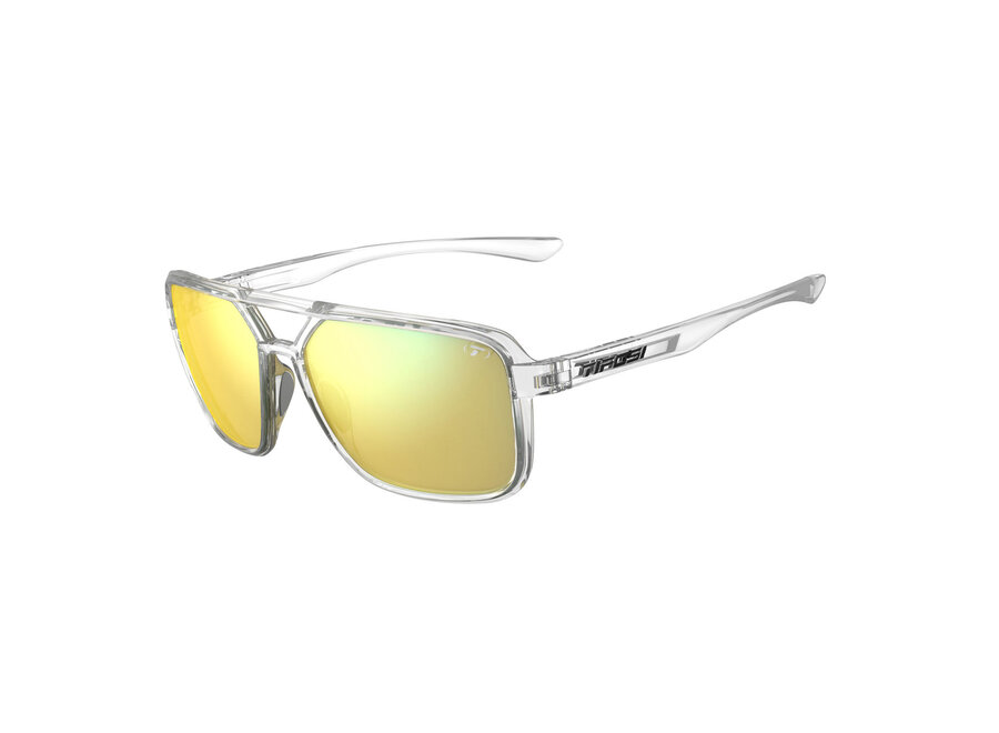 Tifosi Salto Crystal Clear Frame Smoke Tint Yellow Mirror Lens Sunglasses