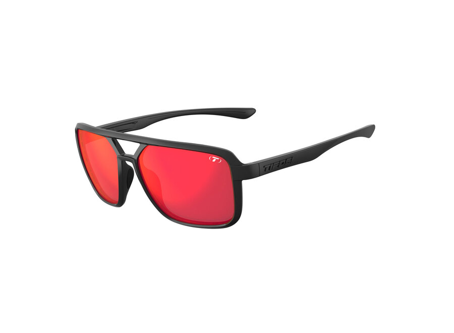 Tifosi Salto Blackout Frame Smoke Tint Red Mirror Lens Sunglasses