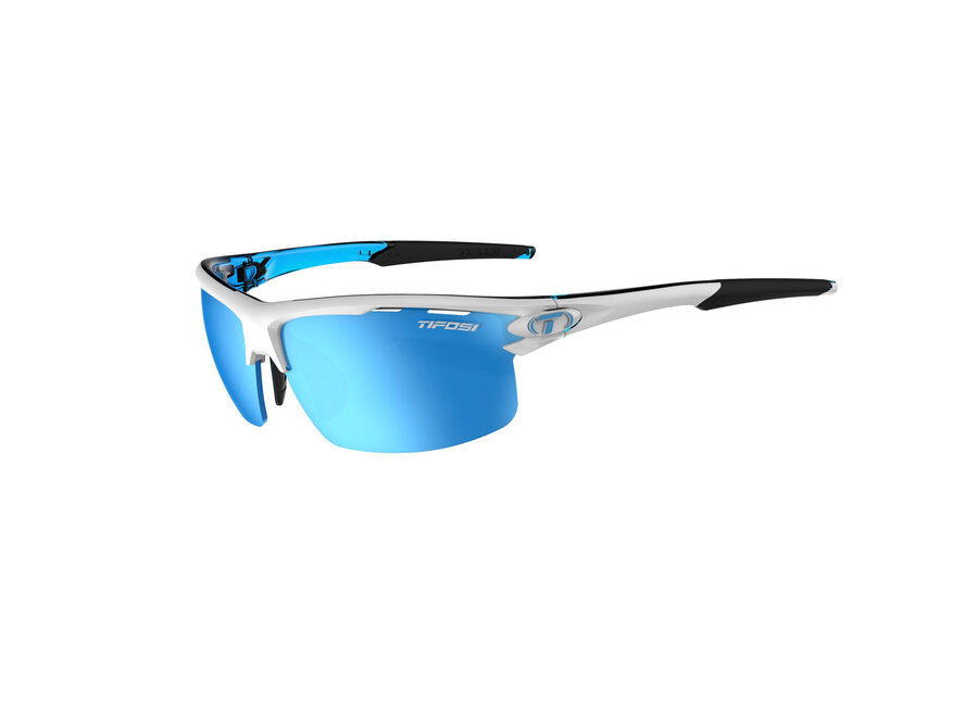 Tifosi Rivet Matte White Frame Blue/AC Red/ Clear Interchangeable Sunglasses