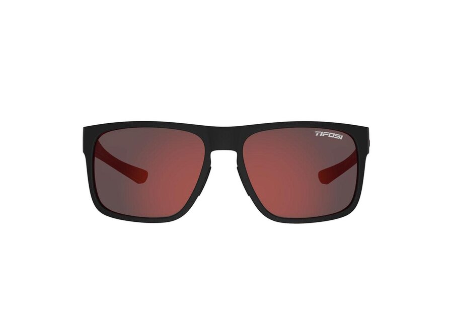 Tifosi Swick Satin Black/Crimson Frame Smoke Tint Red Mirror Lens Sunglasses